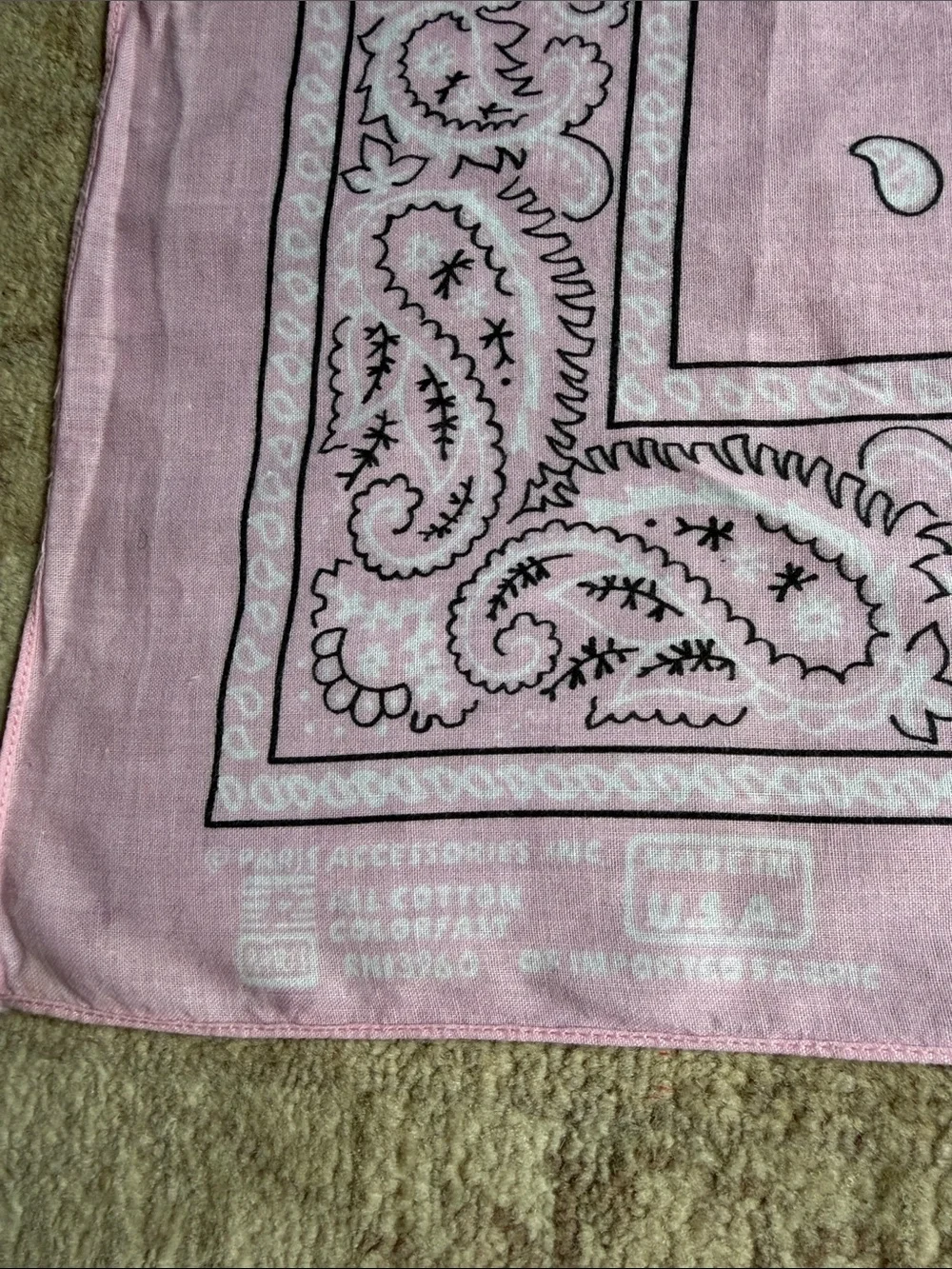 Vintage Pink Paisley Bandana | Paris Accessories Made in USA  All Cotton